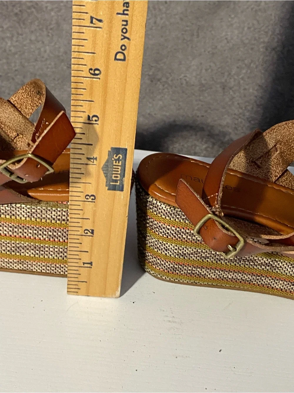 Maurices Women’s Striped Platform Wedge Sandals Brown Honey Ankle Strap Size 9M